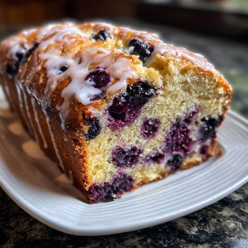 Blueberry Lemon Loaf With Glaze