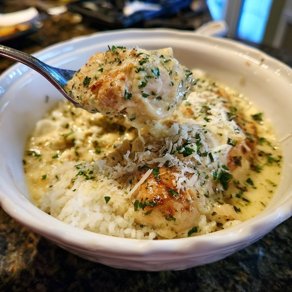 Creamy Garlic Chicken With Rice