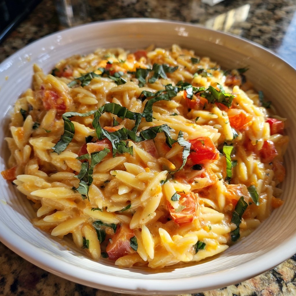 Creamy Tomato Veggie Orzo