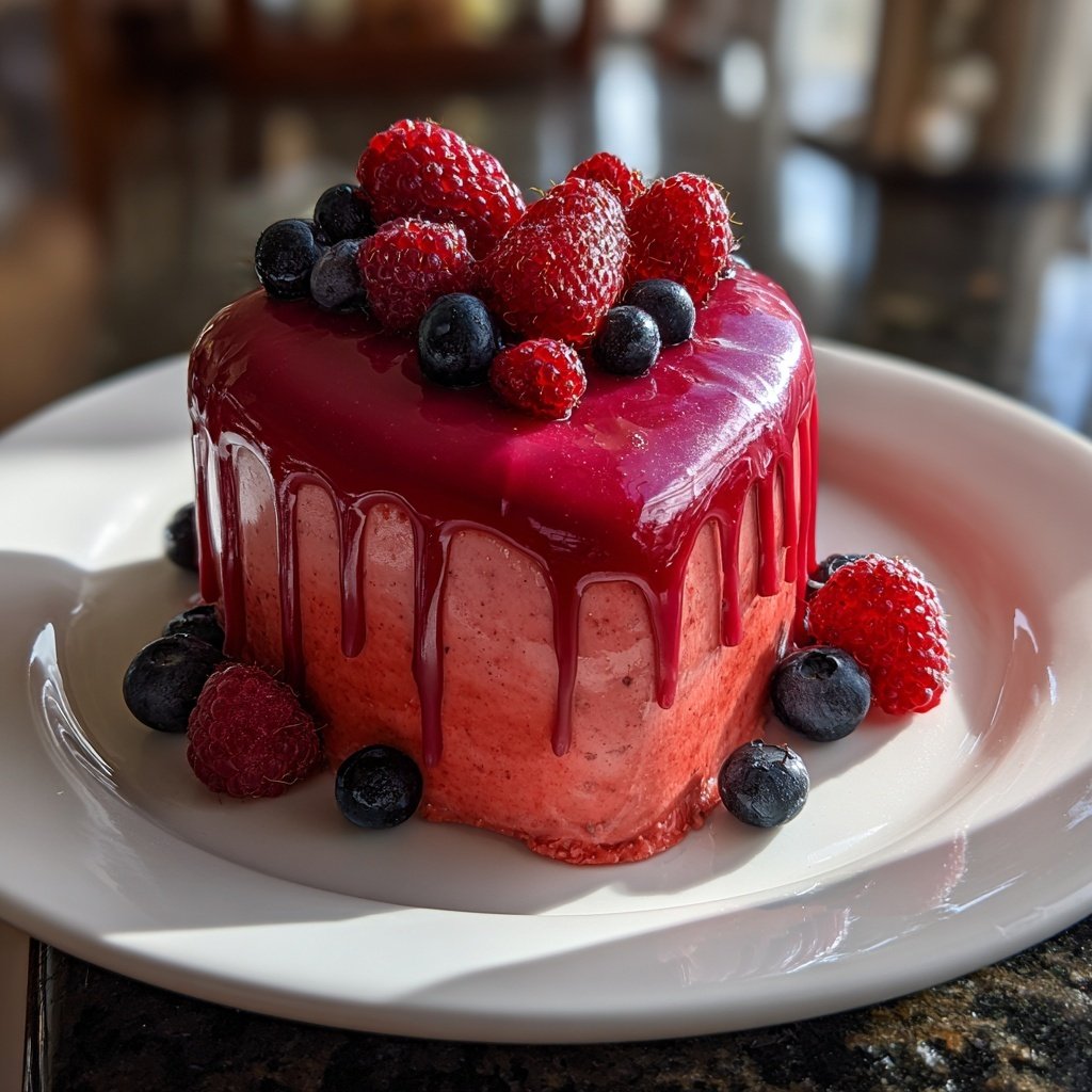Mini Heart Cake with Berry Glaze