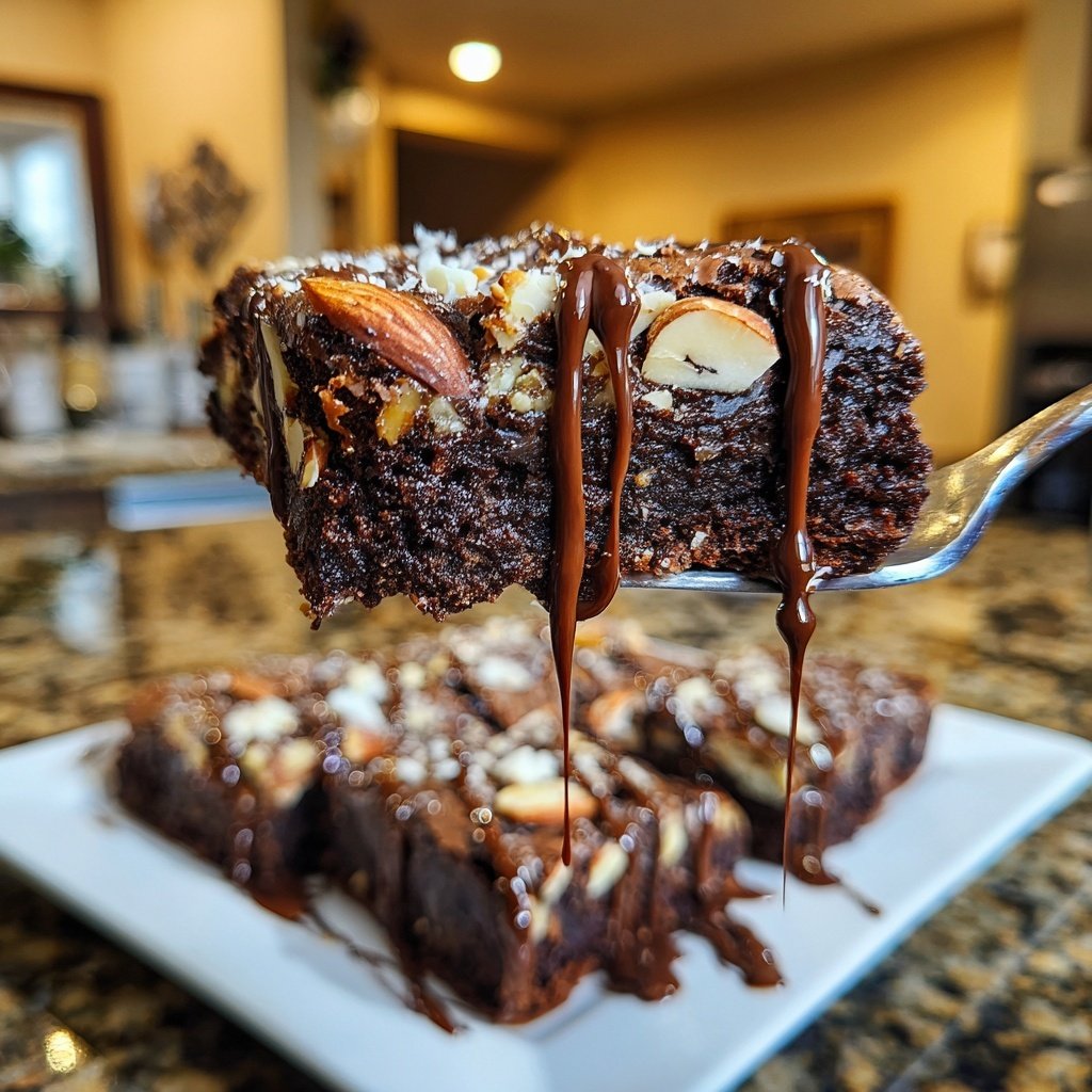 Cottage Cheese Brownies with Chopped Almonds