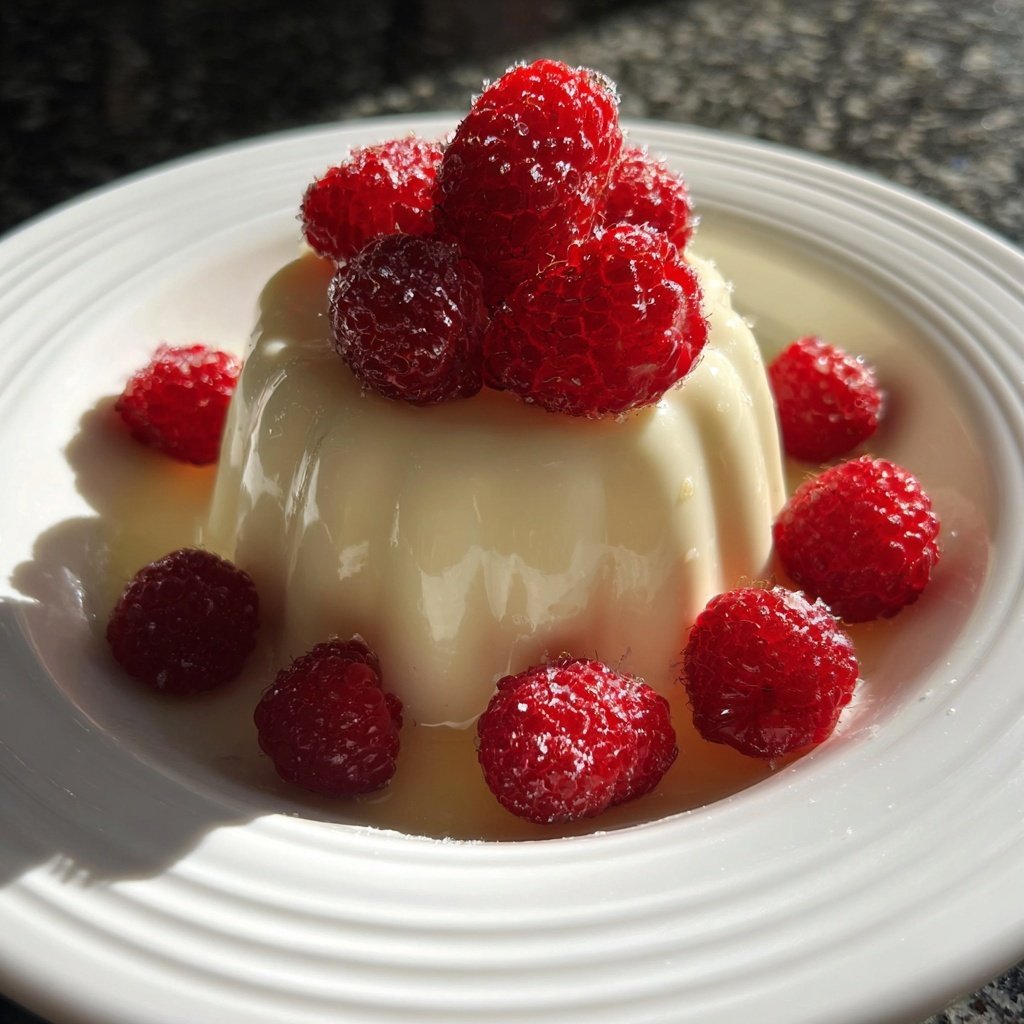 Vanilla Panna Cotta with Raspberries