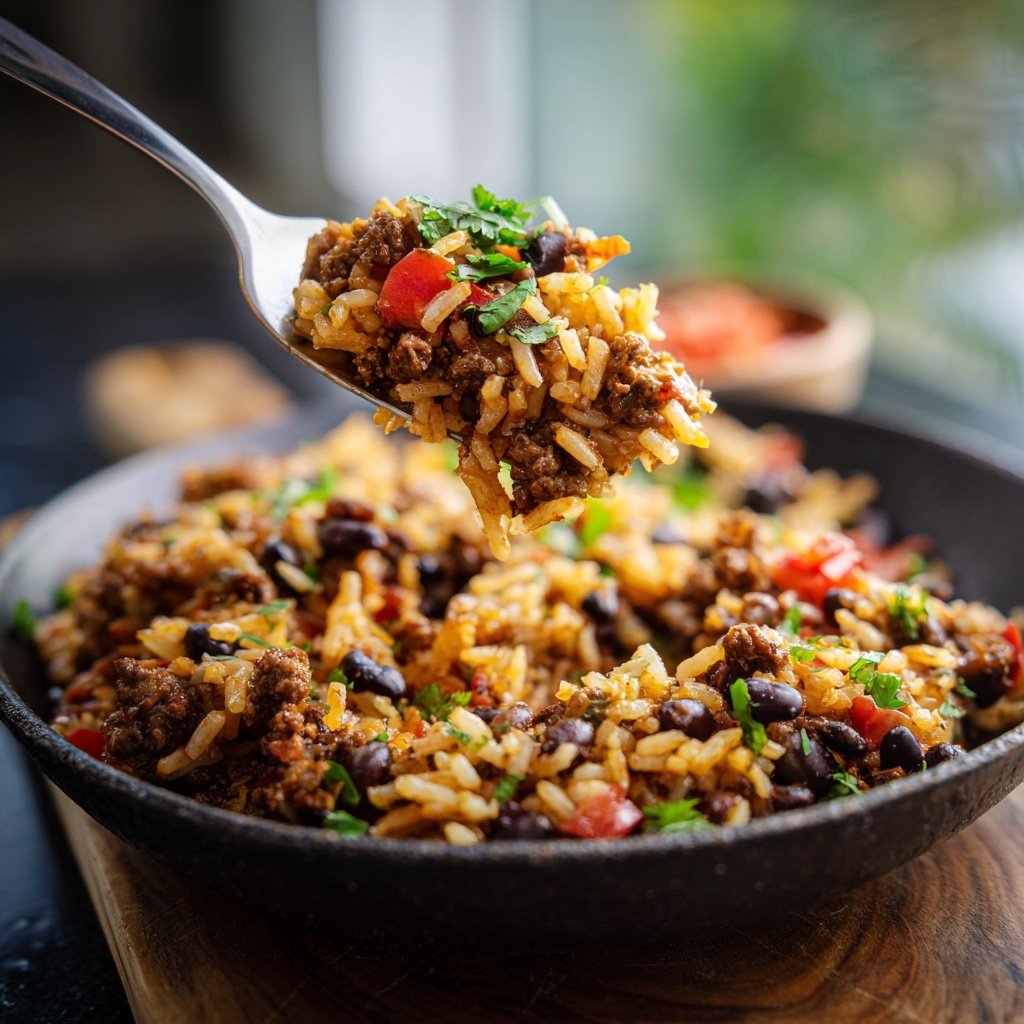 Ground Beef And Black Bean Rice Bowl